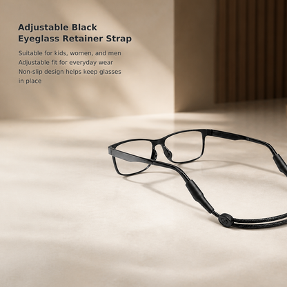 Adjustable Black Non-Slip Eyewear Retainer