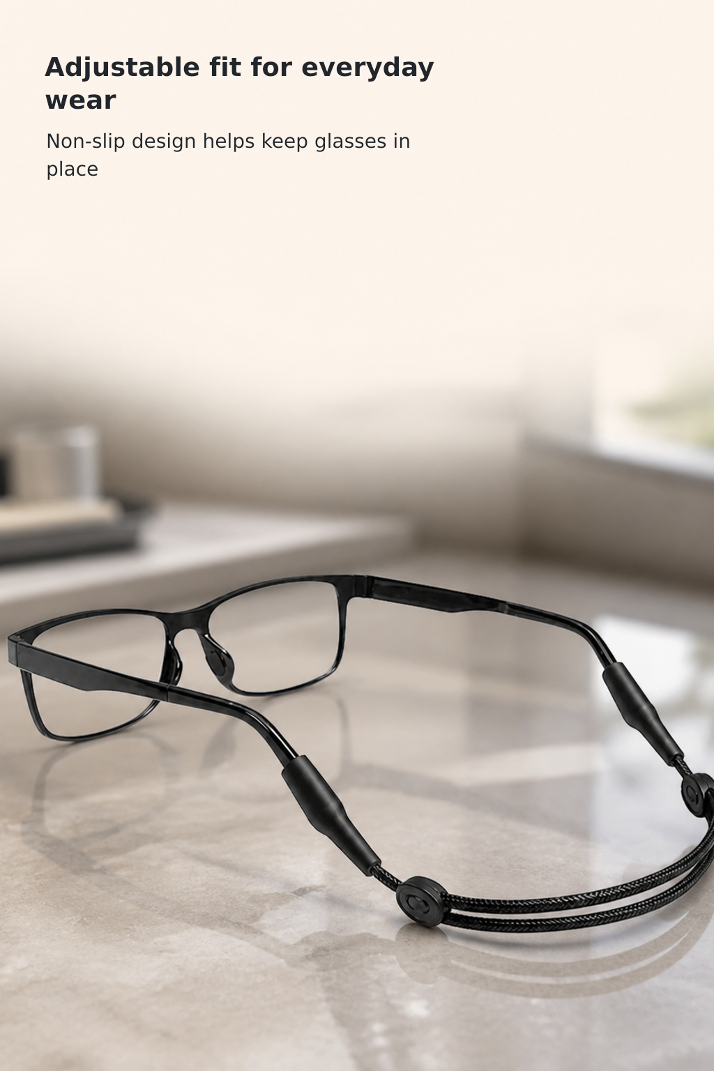 Adjustable Black Non-Slip Eyewear Retainer