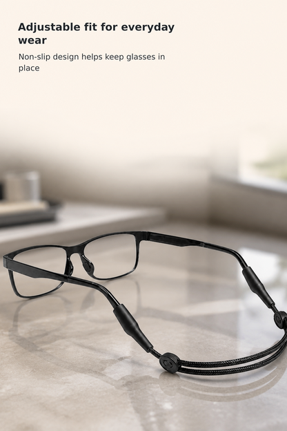 Adjustable Black Non-Slip Eyewear Retainer