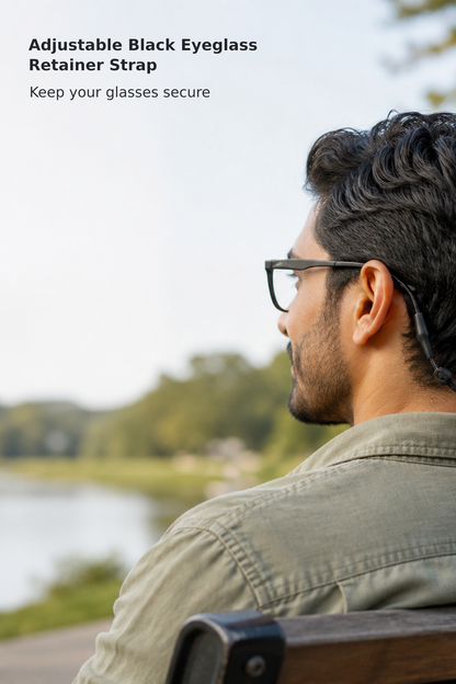 Adjustable Black Non-Slip Eyewear Retainer